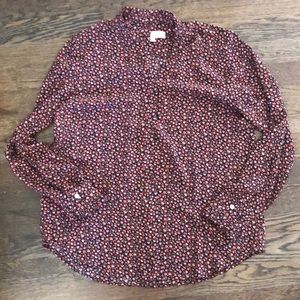 LOFT button up floral blouse